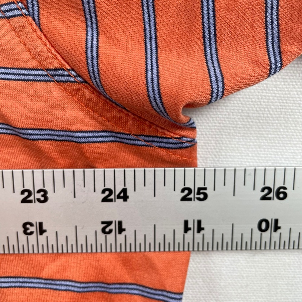 Amen Corner Masters Golf Polo Shirt Mens XL Orange Striped Pima Cotton Flaw‎ - Picture 4 of 8